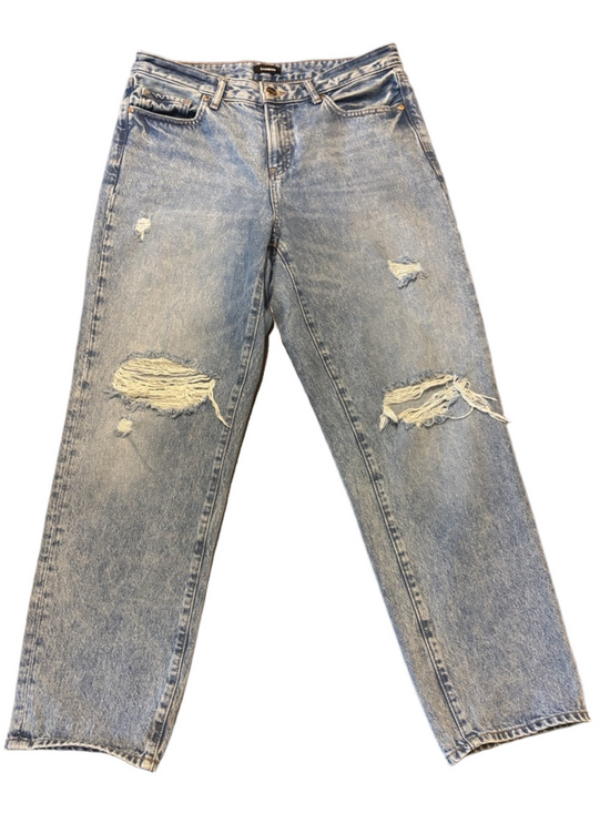 Express Denim - Express Boyfriend Jeans Mid Rise Light Wash Distressed Denim Women’s Size 8
